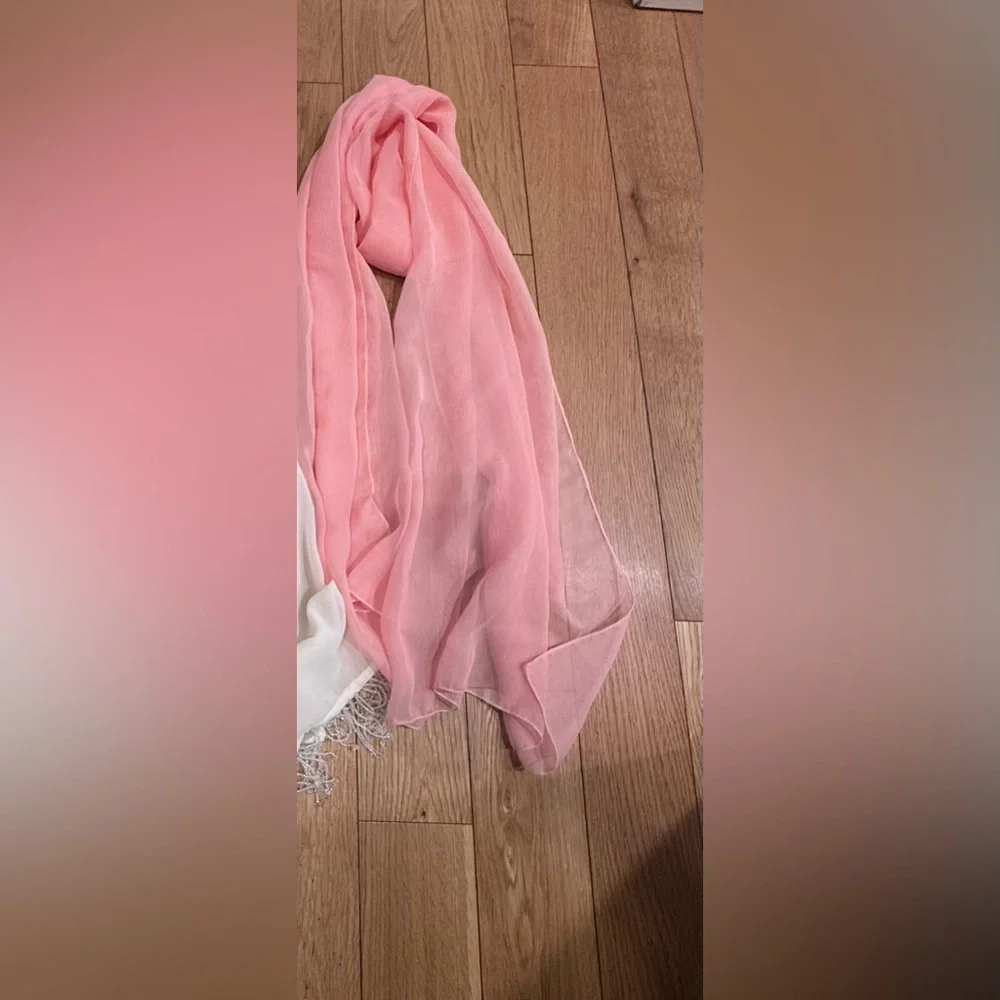 3 Elegant Shear Scarves- Lightweight Scarf Trio in Mint, Cream & Pink